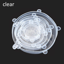 Load image into Gallery viewer, 6 pièces couvercle de Pot Silicone couvercles extensibles Durable réutilisable alimentaire économiser couverture résistant à la chaleur s&#39;adapte à toutes les tailles et formes

